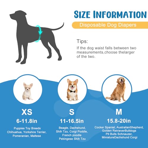 Image of Dog Diapers Male 80 Count Belly Bands for Male Dogs S, Male Dog Diapers Disposable with Wetness Indicator Adjustable Male Dog Wraps Super Absorbent Leak-Proof for Incontinence Marking - Blue