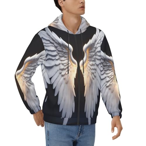Sweat à capuche motif ailes d'ange homme manches longues en coton