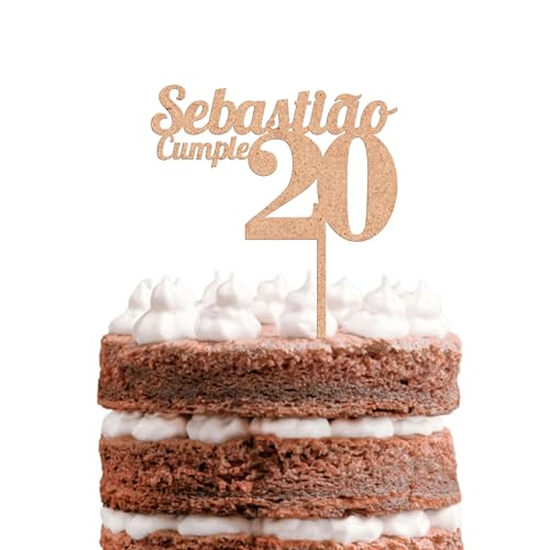 ADOREI Cake Topper Personalizado en Madera MDF com nombre y Edad para Tartas de Cumpleaños Eventos Decoración de Fiestas Bodas y Bautizos Cupcake Comunions Regalo Handmade Laser cut