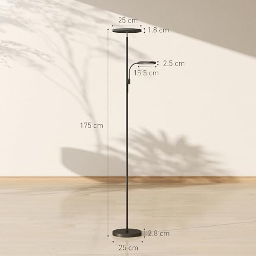 HOMCOM LED Floor Lamp for Living Room, Stepless Dimmable Standing Lamp, Mother and Child Uplighter with Reading Light, 4 Scene Modes, 2700K-6500K Colour Temps, 4 Brightness Levels, Remote Control - Image 6