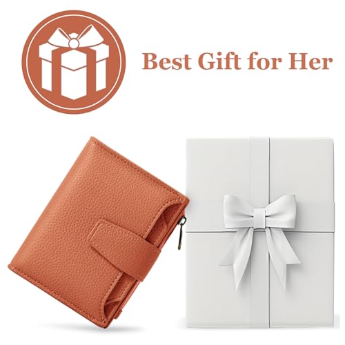 Airkit Wallet Women, Small Wallet for Women Leather, Ladies Bifold Compact RFID Blocking Credit Card Holder, Girls Mini Travel Purse, Pocket Passport Wallet with 4 ID Window, Orange, Classic Elegance by Airkit - Image 7