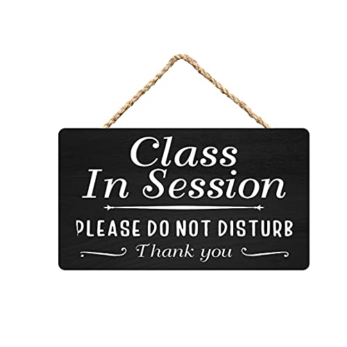 Licpact Class in Session Sign Do not Disturb Sign Front Door Sign Door Hanger Office School Homeschool E-Learning 15x30cm/6x12 inch