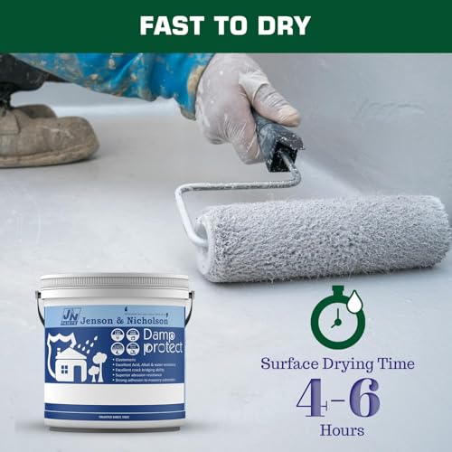 Image of Jenson & Nicholson Damp Protect Waterproof Coating, Elastomeric Paint with Crack Bridging, Low VOC, Strong Masonry Adhesion TERRACOTTA - 10L
