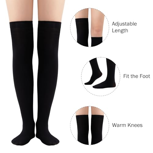 Century Star Thigh High Socks 3 Pairs High Socks Over the Knee for Women Triple Stripe Thigh High Stockings Knee High Socks4