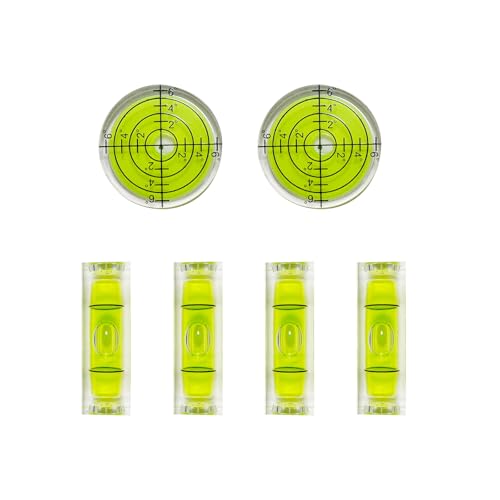 6pcs Mini Bubble Levels Set - 2 Round & 4 Small Spirit Levels (32x7mm & 10x10x29mm) for Camera...