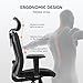 XUER Ergonomic Office Chair, Mesh Computer Desk Chair with Adjustable Sponge Lumbar Support, Thick Cushion, PU Armrest and Headrest, High Back Swivel Home Office Task Chair for Work (Black)…