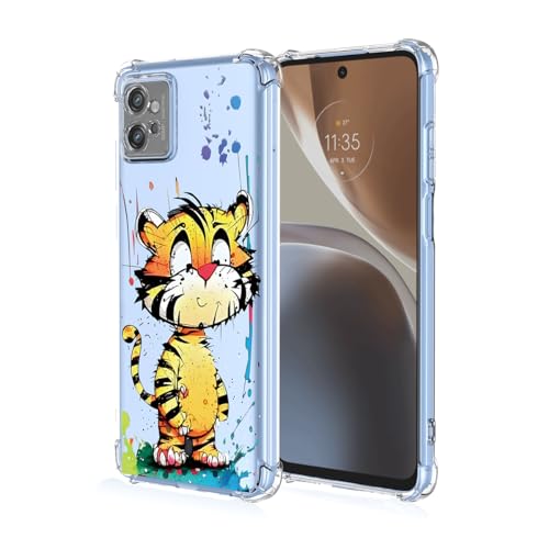 WOKEZ Transparent Telefonfodral för Motorola Moto G32 med Tiger