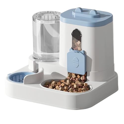 Distributore Automatico Cibo e Acqua 2 in 1 per Gatti e Cani, Mangiatoia con Serbatoio, Ciotole Igieniche con Separatore Asciutto/Umido