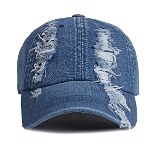 Image of Vintage Washed Denim Distressed Dad Hats Baseball Caps for Men Women