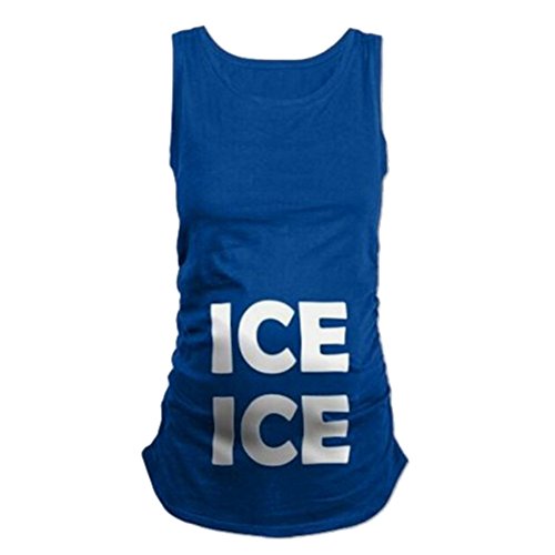 Q.KIM Womens Maternity T-Shirt sans Manches en Coton lâche Elasticité Souple Enceinte Vest avec Motif bébé Humour Imprimé Femmes Tops-Ice, Bleu M Cover
