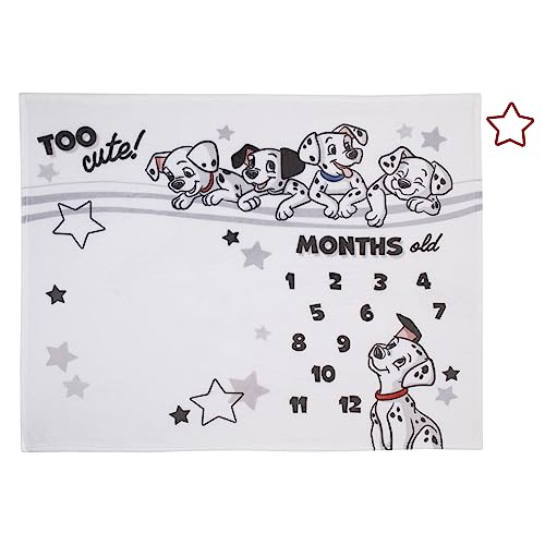 Image of Disney 101 Dalmatians White and Black Too Cute Super Soft Photo Op Milestone Baby Blanket