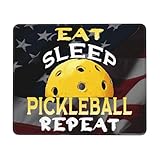 Eat Sleep Pickleball Repeat Mouse Pad 12x10 in Non-Slip for Gaming Design Large Desk Decor