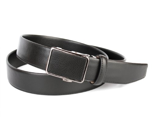 Anthoni Crown Designer Men`s Leather Belt Black Color Classic Design with Black Metallic Automatic Buckle 1,4