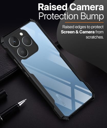 Image of WOW IMAGINE Shock Proof Clear Back Case Mobile Cover for Realme 15T 5G | Realme Narzo 90 5G (Hard | Hybrid PC + TPU | Full Armour Device & Camera Protection | Black)