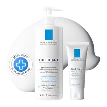 La Roche-Posay Cleanser &amp; Moisturizer BUNDLE, Toleriane Dermo-Cleanser Hydrating Face Wash and Toleriane Sensitive Face Cream, Suitable for Sensitive Skin, Formulated with Glycerin, Fragrance Free
