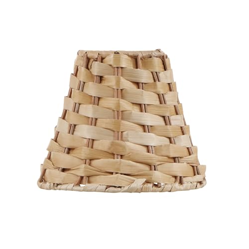 Image of Aspen Creative 51001 Empire Clip On Chandelier Natural Banana Leaf Lamp Shade, 3 inch Top x 6 inch Bottom x 4-3 /4 inch Slant Height