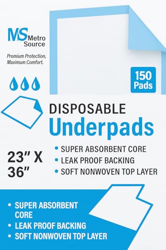 Disposable Underpads 23x36 150 Count for Adults Elderly & Baby