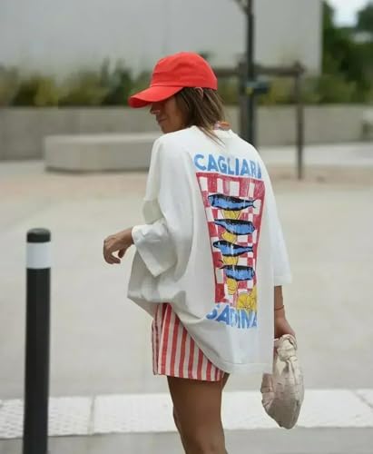 Cute Strawberry Beach Shirts Oversized Graphic Tees Women Short Sleeve Y2k Summer Tops 2000s Aesthetic Preppy Clothes2
