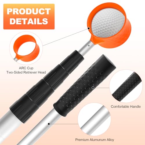Golf Ball Retriever, 15Ft Golf Ball Retriever Telescopic for Water, Two-Sided Golf Ball Grabber, Stainless Steel Ball Retriever Tool, Golf Ball Accessories Gifts for Men Women - Image 3