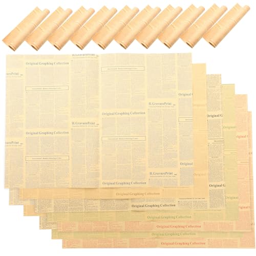 Hemobllo 20 piezas Papel Kraft Vintage para Envolver Regalos Papel Periódico Inglés Retro para Manualidades Flores y Cumpleaños Embalaje Regalo Retro Resistente y Decorativo
