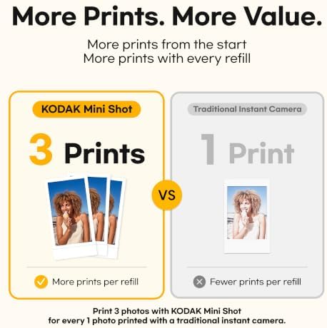 KODAK Mini Shot 2 Retro 2x3 Instant Camera, Photo Printer, 38 Sheet, Yellow Detail