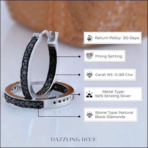Dazzlingrock Collection 0.38 Cttw Round Black Diamond Lined Inside Out Hoop Earrings for Her in 925 Sterling Silver3