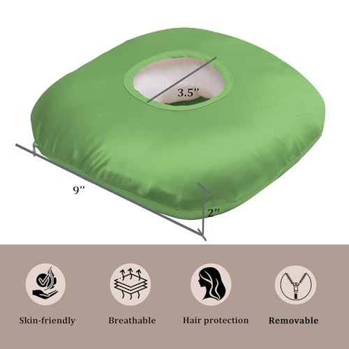 Image of Ear Piercing Pillow for Side Sleepers with Ear Hole, Donut Pillow for Ear with Silky Pillowcase for CNH and Ear Pain Inflammation Pressure Sores Piercing, Ear Guard Pillow (Light Green)