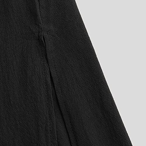 Muslim Cotton Kaftan for Men Long Sleeve Thobe Soft Solid V Neck Long Gown with Pockets Caftan Sleep Shirt4