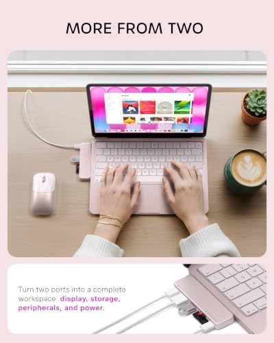 Satechi 6-in-2 USB-C Snap Hub, Slim EX Wireless Mouse for MacBook Neo - Blush - 4