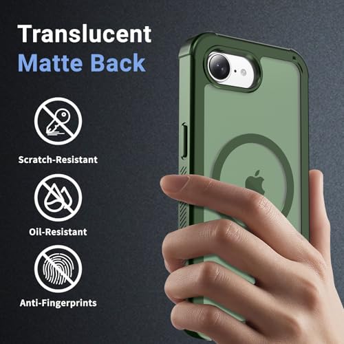 jaroco Magnetic for iPhone 17e Case& iPhone 16e Case, [Compatible with MagSafe][Military Grade Drop Protection][Heavy Duty Protection][Non-Slip][Shockproof] 2-Layer Bumper Phone Case 6.1''-Army Green by jaroco - Image 4