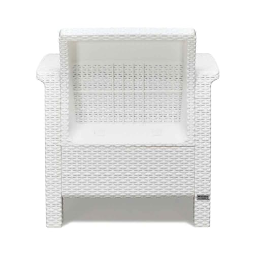 Image of Nilkamal Goa 1 Seater Balcony Sofa with Cushion|Indoor & Outdoor Furniture|Patio Chair One Seater|Gardens Poolside Cafes Restaurants and Terraces, Milky White & Grey