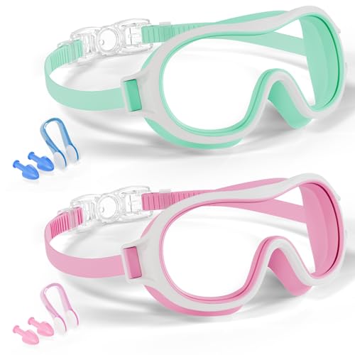 Aegend 2 Pack Swim goggles for Kids 3-15, Anti-Fog Anti-UV Wide Vision Waterproof, No leak Swimming...