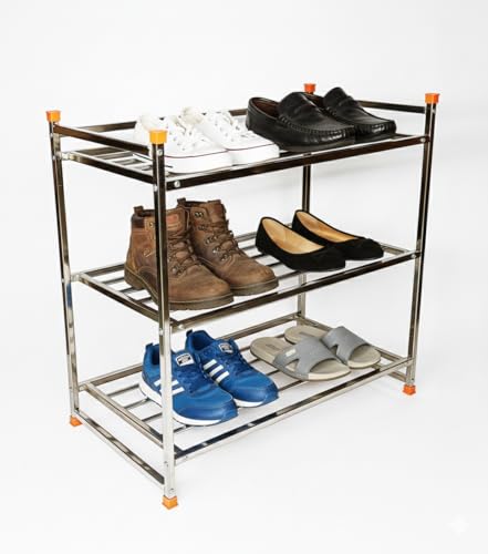 Image of 3 Shelf Stainless Steel Shoe Rack, Organizer,Book Shelf,Cloth Rack