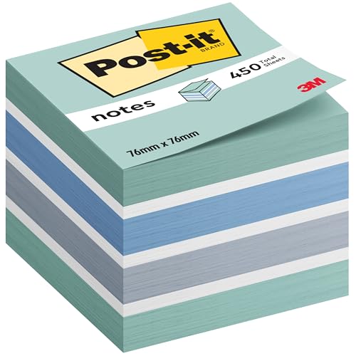 Post-It 2028B Notas adhesivas en cubo, Color Pastel Blue, 76 x 76 mm