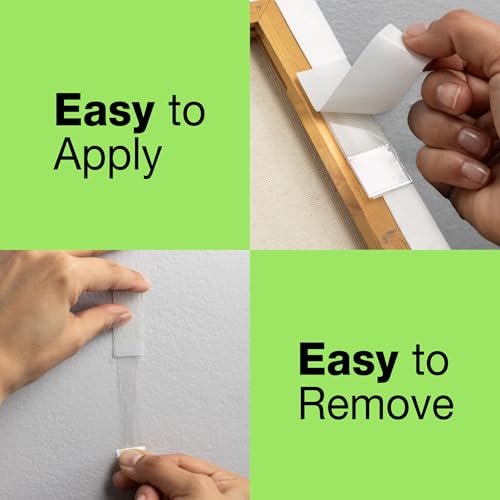 Image of FrogTape reMOVEables Clear Picture Hanging Strips, Medium, 12 Pairs, 12lbs per 4 Pairs, Damage-Free Removeable Adhesive Wall Strips Picture Hangers for Mounting Frames, Canvas, Home Decor (24 Pieces)