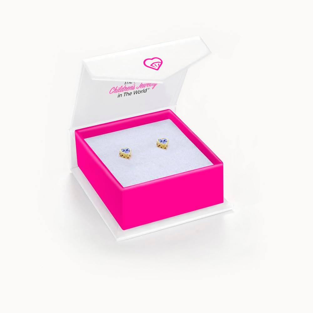 In Season Jewelry Yellow Gold Plated Heart CZ Bezel Kids Earrings