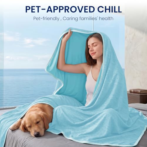 Image of Topcee Cooling Blanket (90 inchx90 inchQueen Size) for Night Sweats Absorbs Heat to Keep Adults Cool on Warm Nights, Q-Max 0.5 Cooling Blankets for Hot Sleepers, Ultra-Cool Lightweight Blanket for Bed