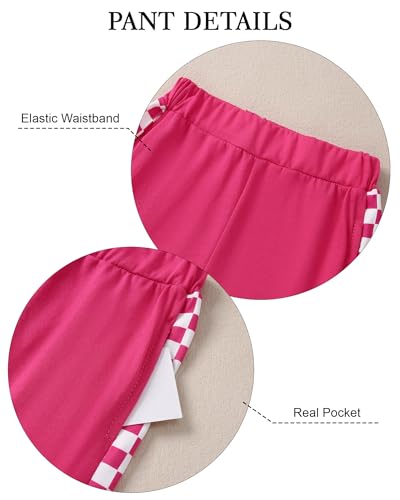 SANMIO Roupas infantis para meninas, 2 peças, agasalho esportivo de manga comprida, moletom xadrez +