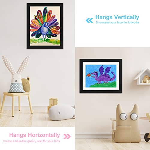 Image of 2-Pack Kids Art Frames, 11x14 Front Opening Kids Artwork Frames Changeable, Displays 9x12 With Mat and 11x14 Without Mat, Holds 50 Pcs, for 3D Picture, Crafts, Children Drawing, Hanging Art, Portfolio