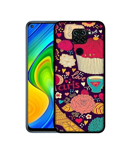 Image of Paris Flower Love Design Premium 2D Printed Metal Back Case Cover for Mi Redmi Note 9 4G