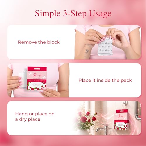 Image of Airvel Rose Fragrance Block| Non-Toxic, Safe | Long-Lasting Freshness | Up to 45 Days Pack of 4 (75g Each)