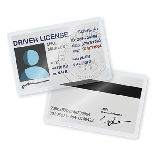 TruLam 10 Mil Laminating Pouches with Rounded Corners | Driver's License Size | 2-3/8 in. x 3-5/8 in. | Glossy Finish | Premium Adhesive for High-Clarity | 2 Carriers Included | 500 Pack