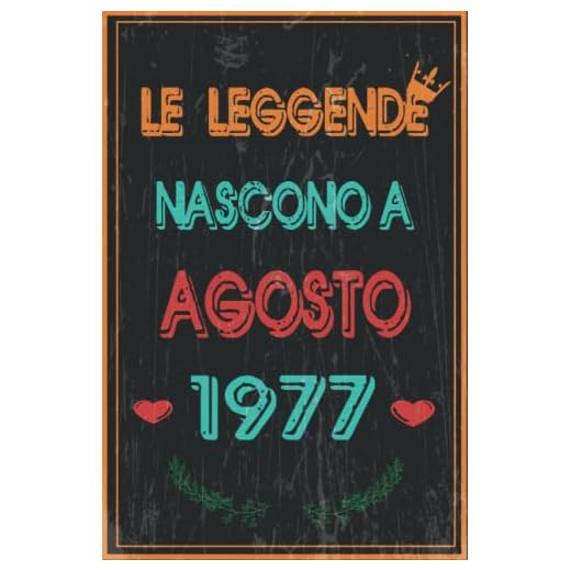 TACCUINO, LE LEGGENDE NOSCONO A AGOSTO 1977: Regali Compleanno uomo e donna, 45 Anni di Compleanno Regalo uomo e donna 45 Anni, Regalo per lui/lei, Taccuino da 120 pagine