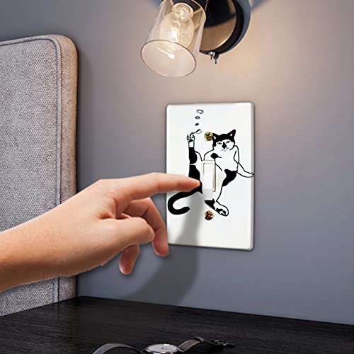 Funny Cat Light Switch Cover Plastic Wall Decorative Art Single Toggle Light Switch Plates Cover For Bedroom Kitchen Living Room #TOP3