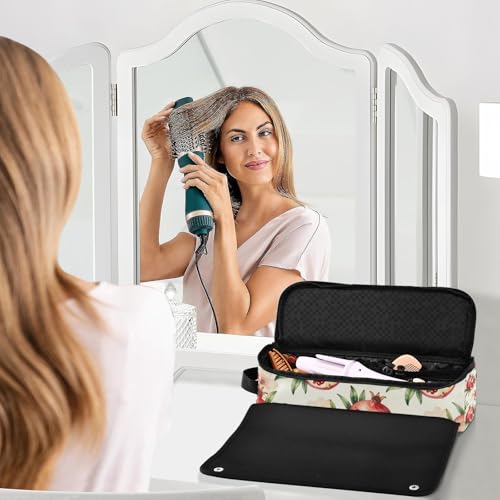 Bolsa de viaje para herramientas de cabello con almohadilla resistente al calor, impermeable, para plancha y accesorios de cuidado capilar con diseño de fruta de granada miniatura 6