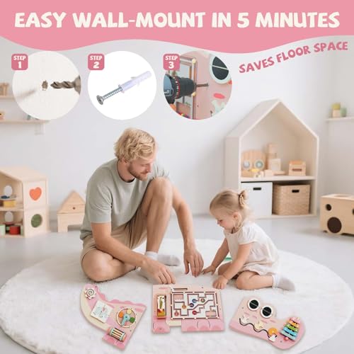 Potatomato Montessori Wall Busy Board for Toddlers-Learning Activity Center for Kids-Educational Decorative Wall Panel for Fine Motor Skills -Autism Sensory Toys-Birthday Gift for Baby Boys&Girls - Image 3