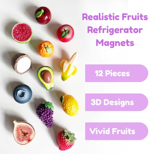 Set de 12 imanes de frutas 3D realistas para refrigerador miniatura 2