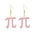 Pi Earrings for Women Pink Math Geek Nerd 3.14 Novelty Dangling Drop Earrings Mathematical Pi Symbol Teacher Earring Jewelry (Gold Pink)
