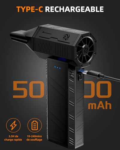 Souffleur air comprimé rechargeable 5000mAh à 3 vitesses réglables