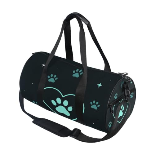 Bolsa de gimnasio unisex con bolsillo interior y diseño de corazón con pata de mascota